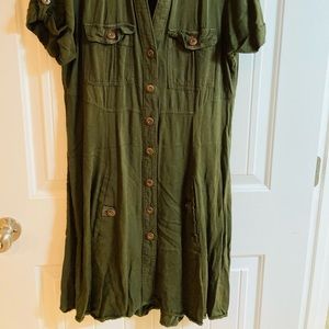 Army Green button down Dress